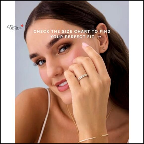 14K Gold Plated Sterling Silver Stackable Eternity Band Ring Women's - Picture 2 of 7